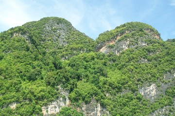 Fototapeta na wymiar mountain landscape with trees in tropical Thailand