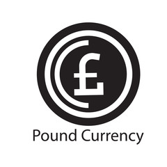 Pound Currency icon black vector illustration