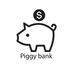 Piggy bank savings icon black vector illustration