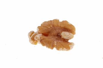 Organic Walnut kernels isolated on white background.