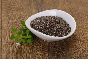 Dietary Chia seeds in the bowl