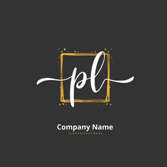 P L PL Initial handwriting and signature logo design with circle. Beautiful design handwritten logo for fashion, team, wedding, luxury logo.