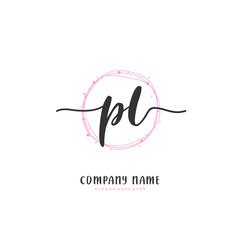P L PL Initial handwriting and signature logo design with circle. Beautiful design handwritten logo for fashion, team, wedding, luxury logo.
