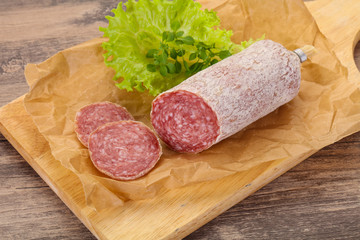Italian dry Saliami pork sausage