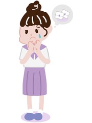 生理が来て悩む女子生徒