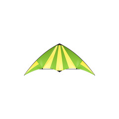 Kite isolated Uttarayan or Maghi festival symbol isolated icon. Vector kids toy with wings in yellow and green, summer fun object. Kite-balloon flying tradition Makar Sankranti in many parts of India