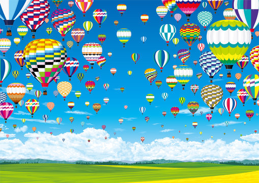 快晴の青空の熱気球　バルーンフェスティバル