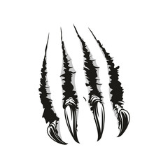 Claws scratches of wild animal. Vector tiger, bear or monster cat claw torn slashes - obrazy, fototapety, plakaty