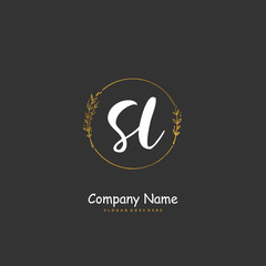 S L SL Initial handwriting and signature logo design with circle. Beautiful design handwritten logo for fashion, team, wedding, luxury logo.