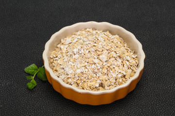 Raw oats in the bowl