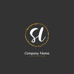 S L SL Initial handwriting and signature logo design with circle. Beautiful design handwritten logo for fashion, team, wedding, luxury logo.