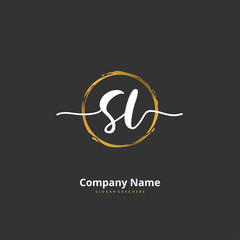 S L SL Initial handwriting and signature logo design with circle. Beautiful design handwritten logo for fashion, team, wedding, luxury logo.