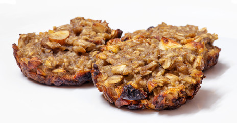 Baked oats and banana cookies with almonds and raisins