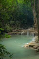 Fototapeta na wymiar In the Thailand Jungles of Kanchanaburi is the Fairytale Realm know as Erawan