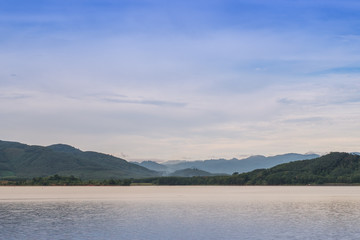 Mountains, clouds, mist, water bodies and beautiful sky in nature give a feeling of loneliness in Thailand.