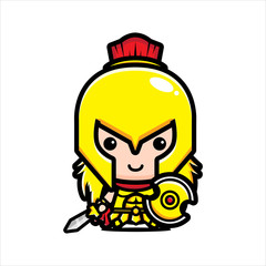 cartoon warrior mascot vector design