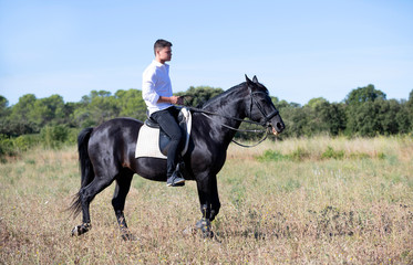 riding teenager and horse