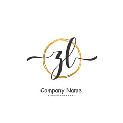 Z L ZL Initial handwriting and signature logo design with circle. Beautiful design handwritten logo for fashion, team, wedding, luxury logo.