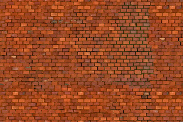 Fototapeta na wymiar Old vintage red brick wall background, closeup photo, seamless tiling texture