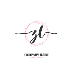 Z L ZL Initial handwriting and signature logo design with circle. Beautiful design handwritten logo for fashion, team, wedding, luxury logo.