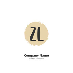 Z L ZL Initial handwriting and signature logo design with circle. Beautiful design handwritten logo for fashion, team, wedding, luxury logo.