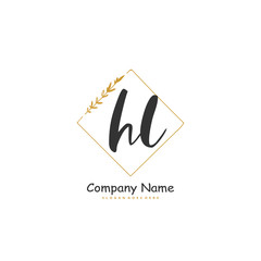 H L HL Initial handwriting and signature logo design with circle. Beautiful design handwritten logo for fashion, team, wedding, luxury logo.
