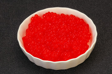 Red salmon caviar in the bowl