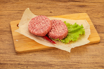 Raw beef cutlet for burger