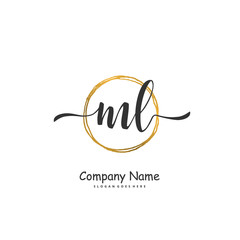 M L ML Initial handwriting and signature logo design with circle. Beautiful design handwritten logo for fashion, team, wedding, luxury logo.
