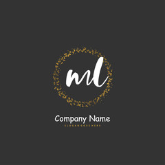 Obraz premium M L ML Initial handwriting and signature logo design with circle. Beautiful design handwritten logo for fashion, team, wedding, luxury logo.