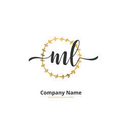 M L ML Initial handwriting and signature logo design with circle. Beautiful design handwritten logo for fashion, team, wedding, luxury logo.