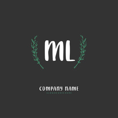 M L ML Initial handwriting and signature logo design with circle. Beautiful design handwritten logo for fashion, team, wedding, luxury logo.