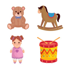 set of cute toys kids vector illustration design