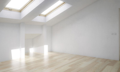 Empty renovated attic - 3d visualization