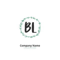 B L BL Initial handwriting and signature logo design with circle. Beautiful design handwritten logo for fashion, team, wedding, luxury logo.