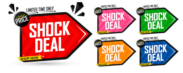 Set Shock Deal tags, sale banners design template, vector illustration