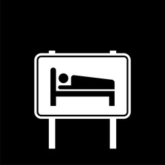 Bed icon isolated on dark background 