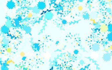 Light Blue, Yellow vector doodle texture with flowers, roses.