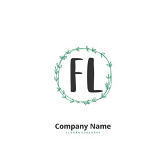 F L FL Initial handwriting and signature logo design with circle. Beautiful design handwritten logo for fashion, team, wedding, luxury logo.