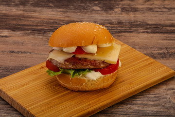 Delicous burger with tuna fish