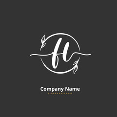 F L FL Initial handwriting and signature logo design with circle. Beautiful design handwritten logo for fashion, team, wedding, luxury logo.