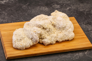 Raw meat schnitzel for roast