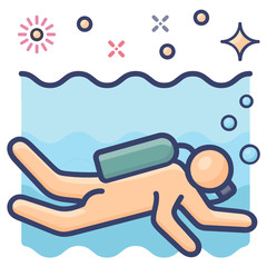 
Underwater swimming vector in flat icon
