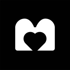 Letter m love logo, letter m love logo design vector illustration, letter m love logo design template vector image