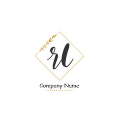 R L RL Initial handwriting and signature logo design with circle. Beautiful design handwritten logo for fashion, team, wedding, luxury logo.