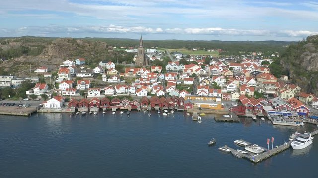 Aerial vew of coastal village Fjallbacka in Bohuslan, Sweden