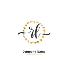 R L RL Initial handwriting and signature logo design with circle. Beautiful design handwritten logo for fashion, team, wedding, luxury logo.