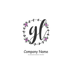 G L GL Initial handwriting and signature logo design with circle. Beautiful design handwritten logo for fashion, team, wedding, luxury logo.