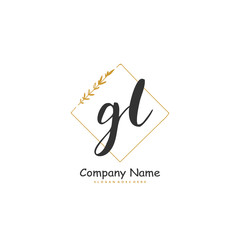 G L GL Initial handwriting and signature logo design with circle. Beautiful design handwritten logo for fashion, team, wedding, luxury logo.