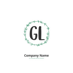 G L GL Initial handwriting and signature logo design with circle. Beautiful design handwritten logo for fashion, team, wedding, luxury logo.